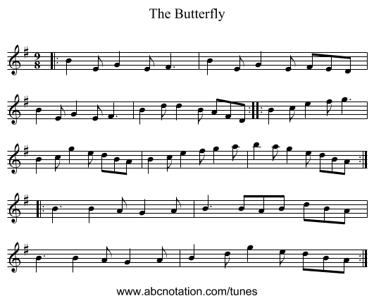 The Butterfly - staff notation