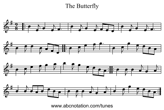 The Butterfly - staff notation