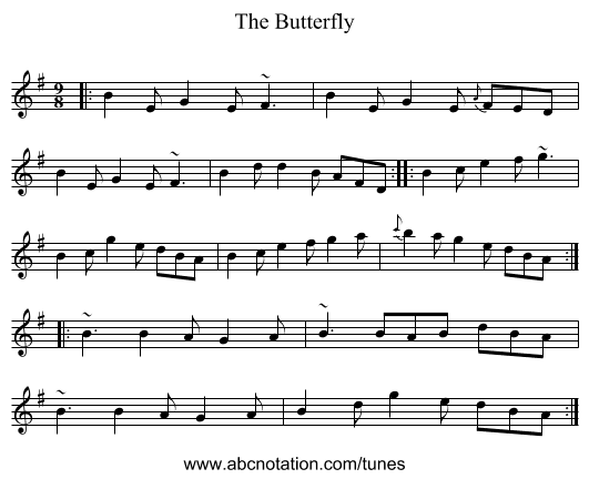 The Butterfly - staff notation
