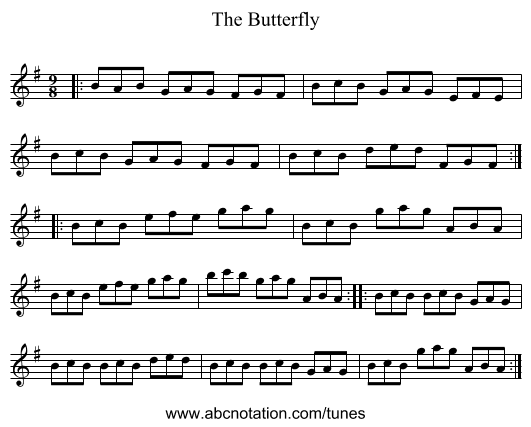 The Butterfly - staff notation