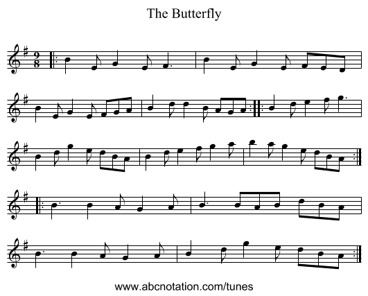The Butterfly - staff notation