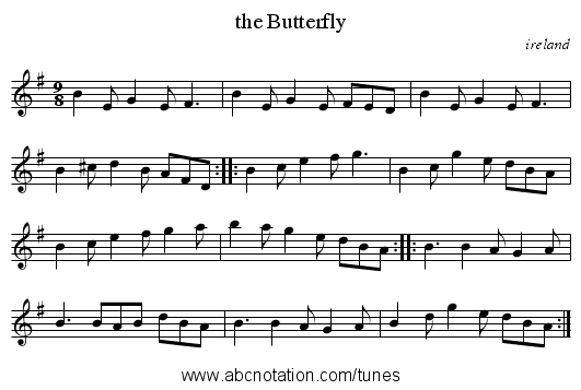 the Butterfly - staff notation