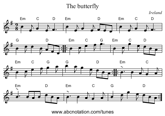 The butterfly - staff notation