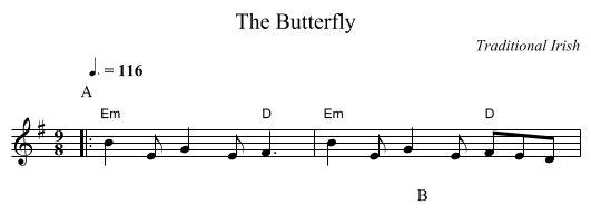 The Butterfly - staff notation