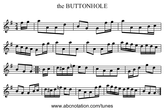 the BUTTONHOLE - staff notation