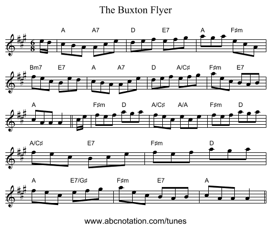 The Buxton Flyer - staff notation