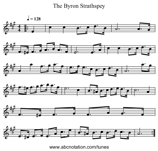 The Byron Strathspey - staff notation