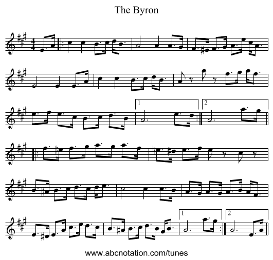 The Byron - staff notation