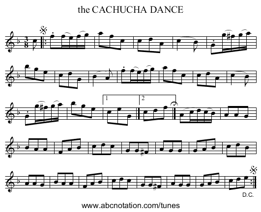 the CACHUCHA DANCE - staff notation