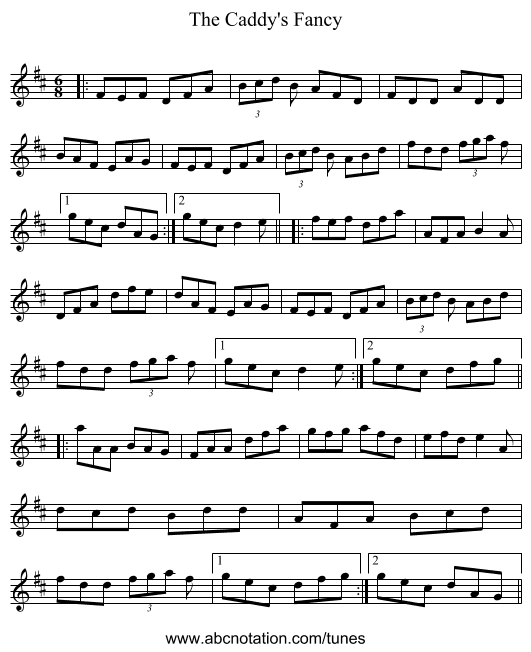 The Caddy's Fancy - staff notation