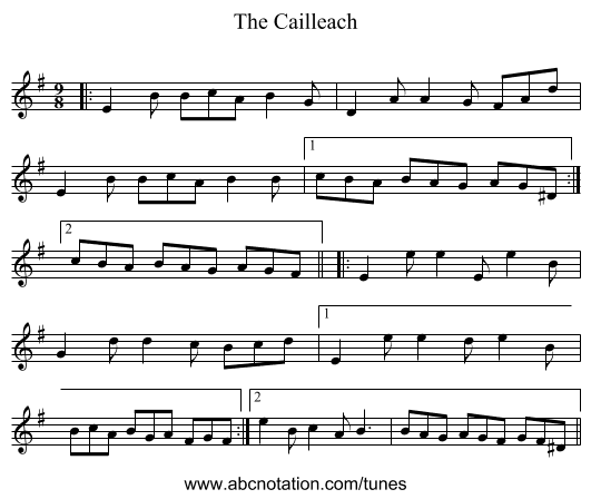 The Cailleach - staff notation
