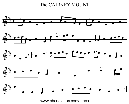 The CAIRNEY MOUNT - staff notation