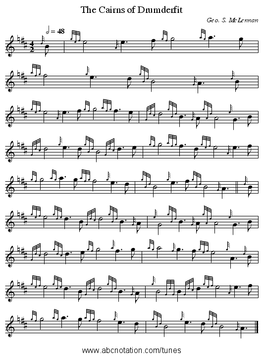 The Cairns of Drumderfit - staff notation