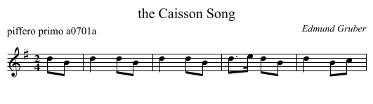 the Caisson Song - staff notation