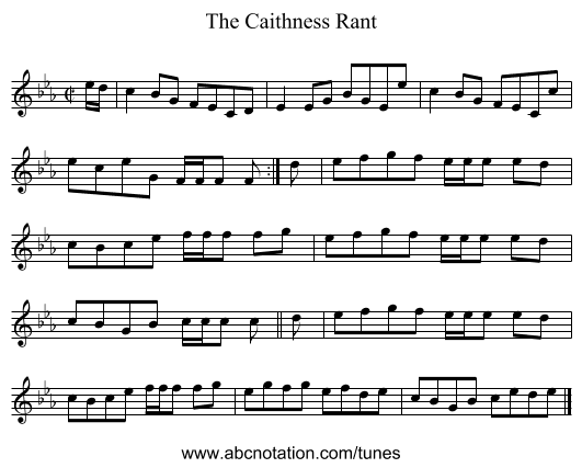 The Caithness Rant - staff notation