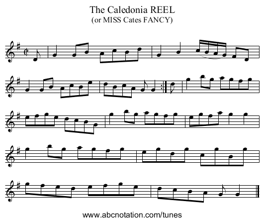 The Caledonia REEL - staff notation