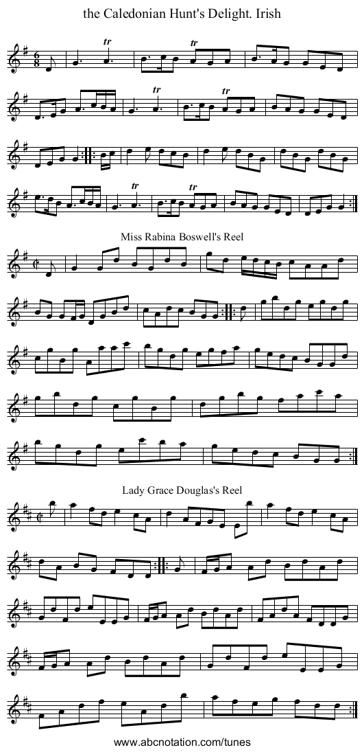 the Caledonian Hunt's Delight. Irish - staff notation