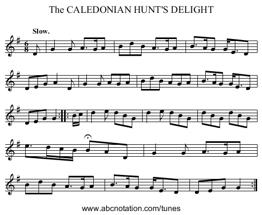 The CALEDONIAN HUNT'S DELIGHT - staff notation