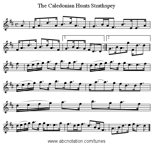 The Caledonian Hunts Strathspey - staff notation