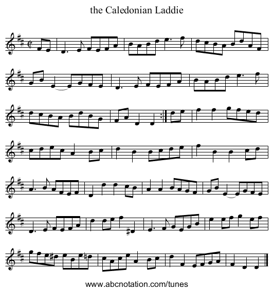 the Caledonian Laddie - staff notation