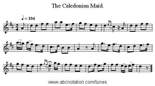 The Caledonian Maid. - staff notation
