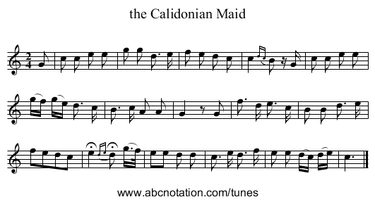 the Calidonian Maid - staff notation