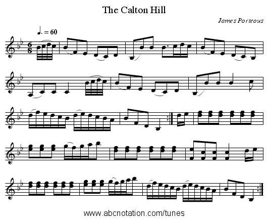 The Calton Hill - staff notation