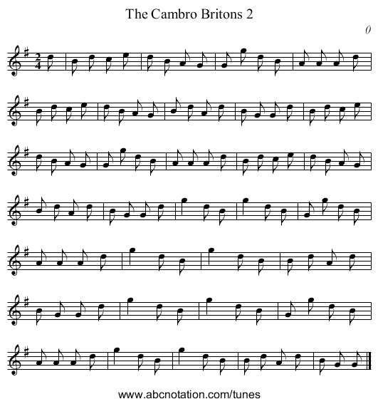 The Cambro Britons 2 - staff notation