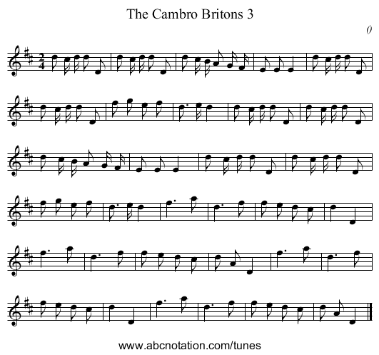 The Cambro Britons 3 - staff notation