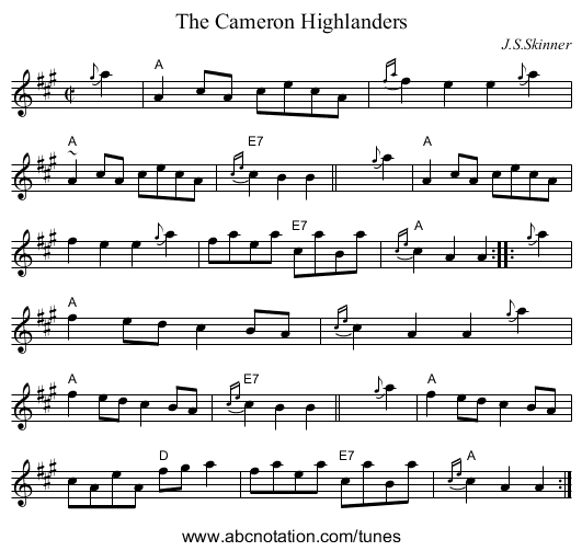 The Cameron Highlanders - staff notation