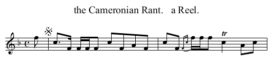 the Cameronian Rant.   a Reel. - staff notation