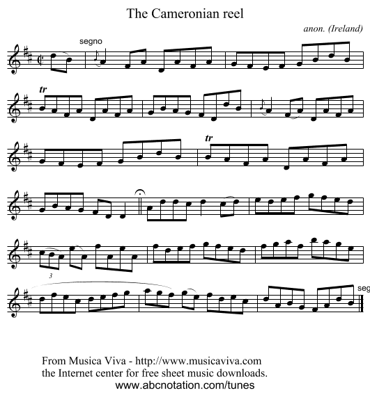 The Cameronian reel - staff notation