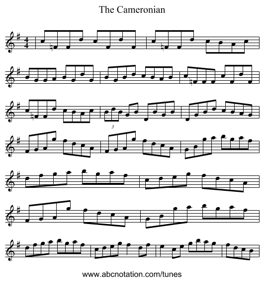 The Cameronian - staff notation