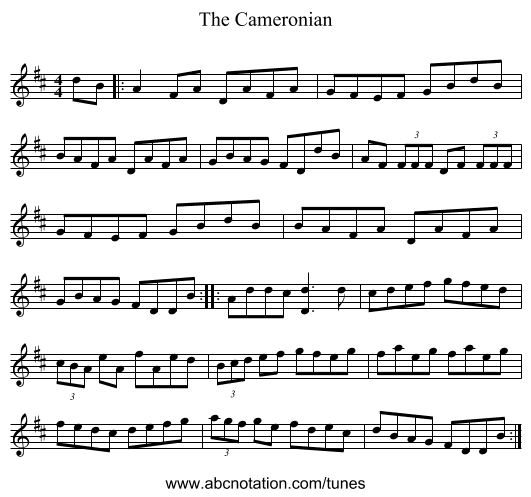 The Cameronian - staff notation