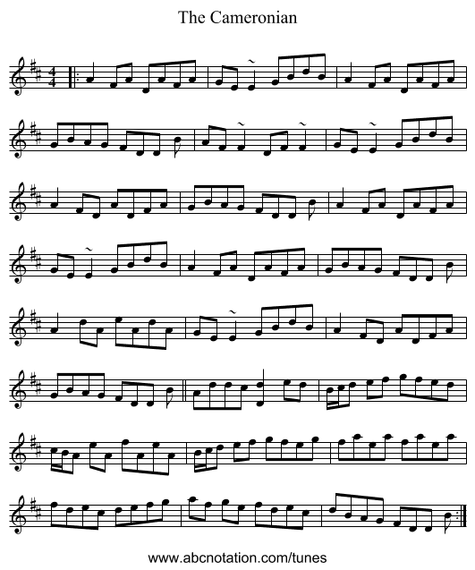 The Cameronian - staff notation