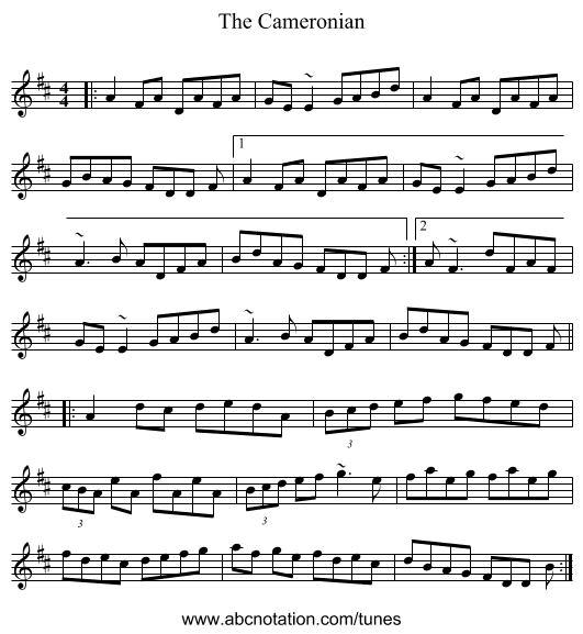 The Cameronian - staff notation