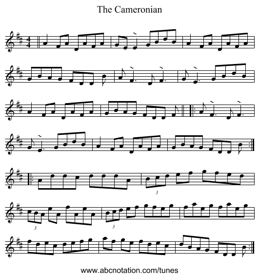 The Cameronian - staff notation