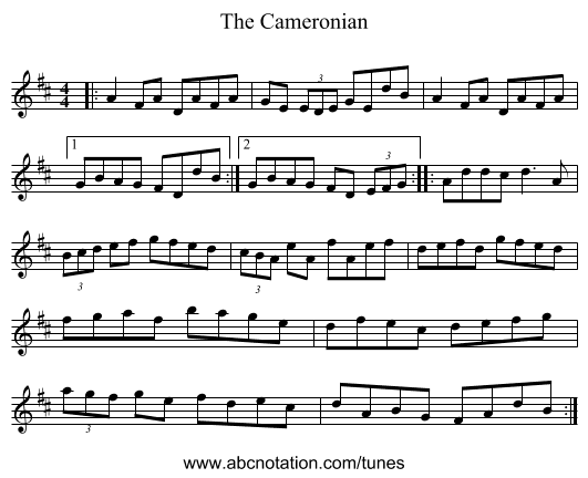 The Cameronian - staff notation