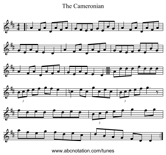 The Cameronian - staff notation
