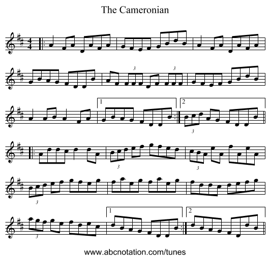 The Cameronian - staff notation