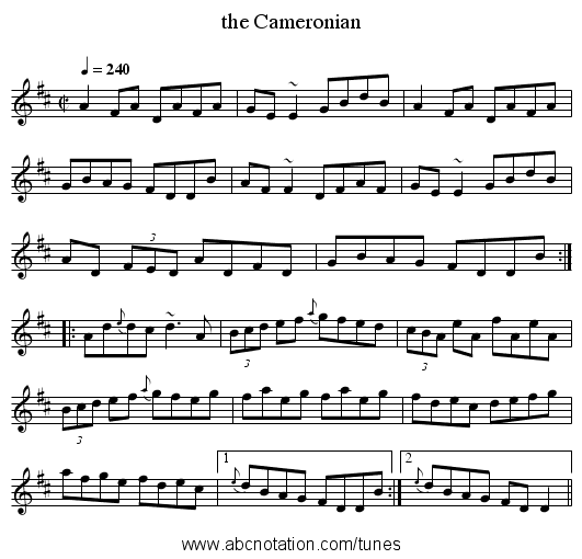 the Cameronian - staff notation