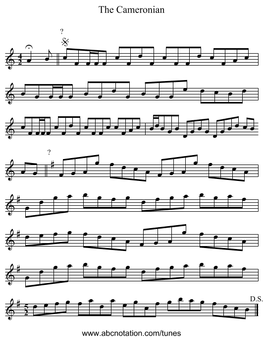 The Cameronian - staff notation