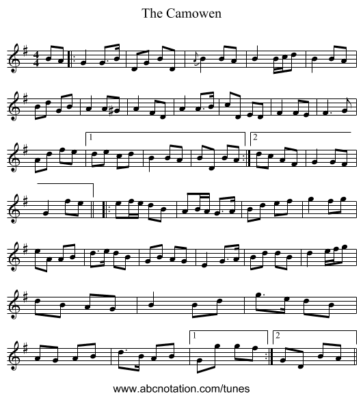 The Camowen - staff notation