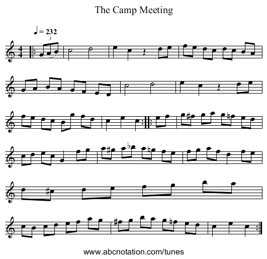 The Camp Meeting - staff notation