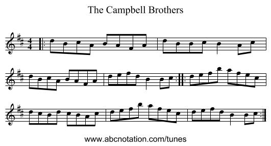 The Campbell Brothers - staff notation