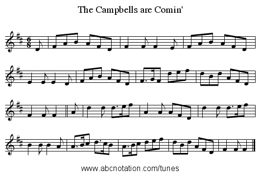 The Campbells are Comin' - staff notation