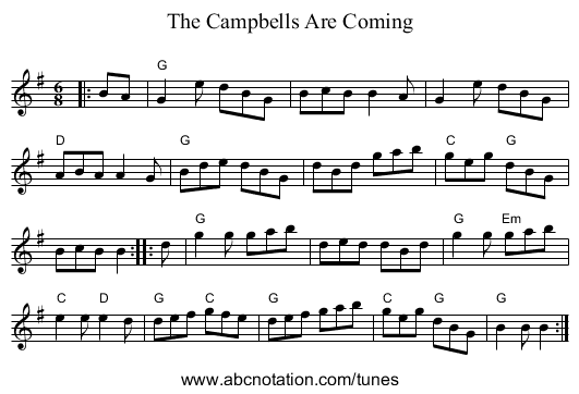 The Campbells Are Coming - staff notation