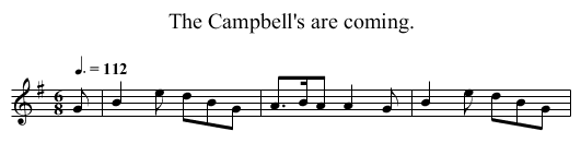 The Campbell's are coming. - staff notation