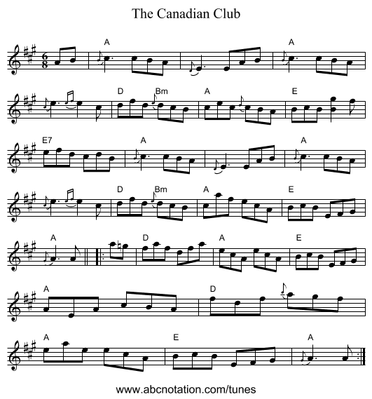 The Canadian Club - staff notation