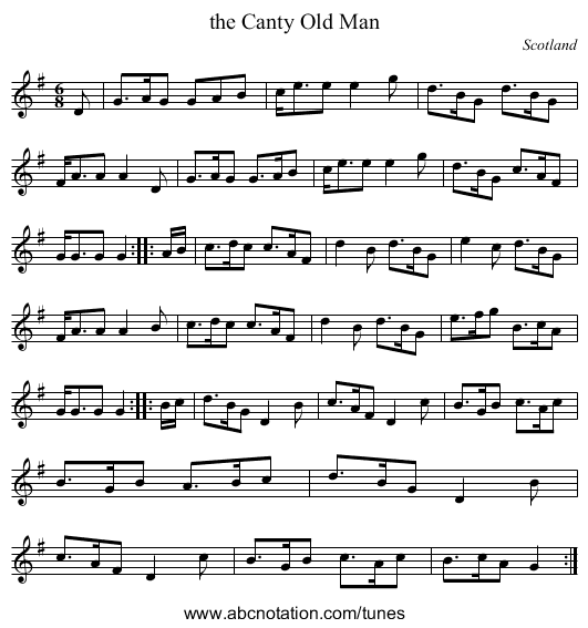 the Canty Old Man - staff notation